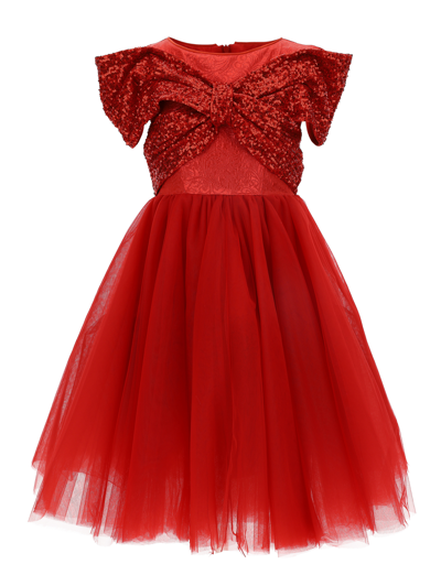 Monnalisa Kids'   Angel Brocade Dress In Red