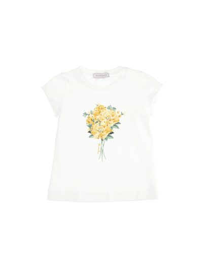 Monnalisa Floral Jersey T-shirt In Cream
