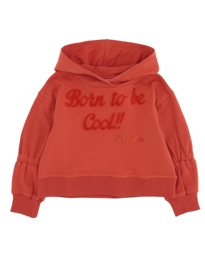 Monnalisa Kids'   "born To Be Cool" Hoodie In Rusty Red