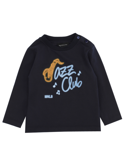 Monnalisa Kids'   Long-sleeved Jersey T-shirt In Dark Blue