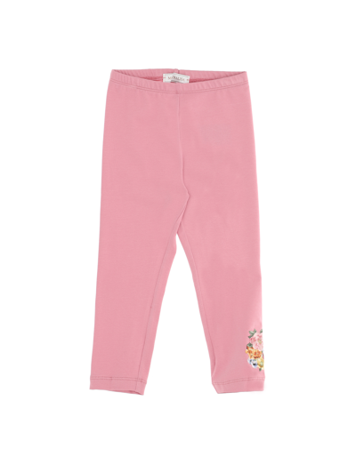 Monnalisa Kids'   Bouquet Jersey Leggings In Blush Pink