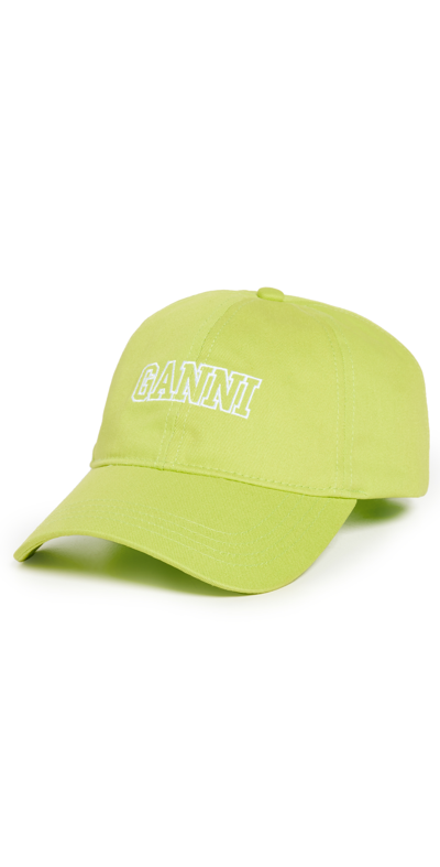 Ganni Embroidered Logo Baseball Cap In Green