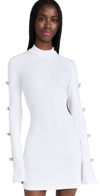 Mach&mach Mach And Mach Crystal Bow Long Sleeve Cutout Knit Minidress In White