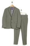 Savile Row Co Bi-stretch Solid 2-piece Suit In Green