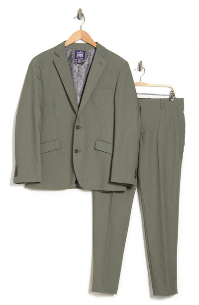 Savile Row Co Bi-stretch Solid 2-piece Suit In Green