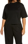 Vince Wide-sleeve Pima Cotton Crop Tee In Black