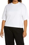 Vince Wide-sleeve Pima Cotton Crop Tee In Optic White
