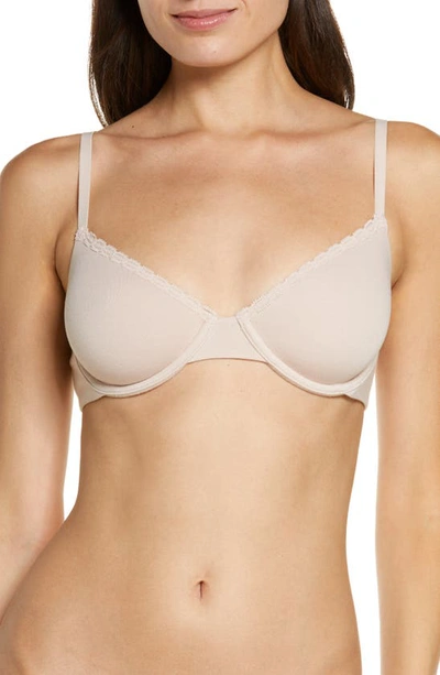 Skarlett Blue Adorned Cotton Blend Underwire Bra In Cashmere