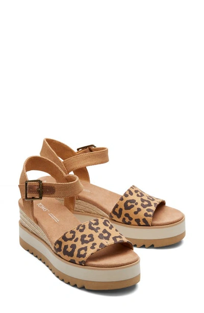 Toms Women's Diana Leopard Wedge Sandal - Grösse Eu 39 Sandalen In Brown Sugar Raffia