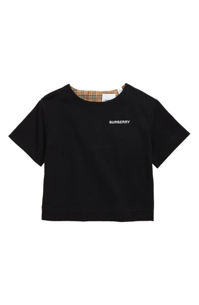 Burberry Mandie Logo-print Cropped Cotton T-shirt 3-14 Years In Black