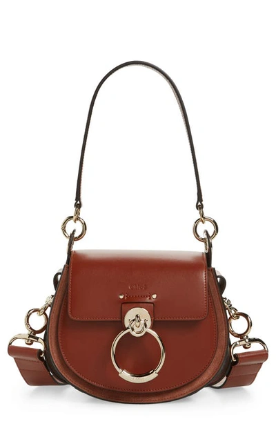 Chloé Small Tess Leather Crossbody Bag In Marrón