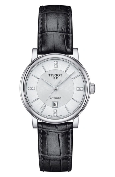 Tissot Carson Premium Diamond Leather Strap Watch, 30mm In Black