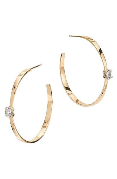 Lana Jewelry Solo Oval Cut Diamond Tapered Hoop Earrings In Yellow