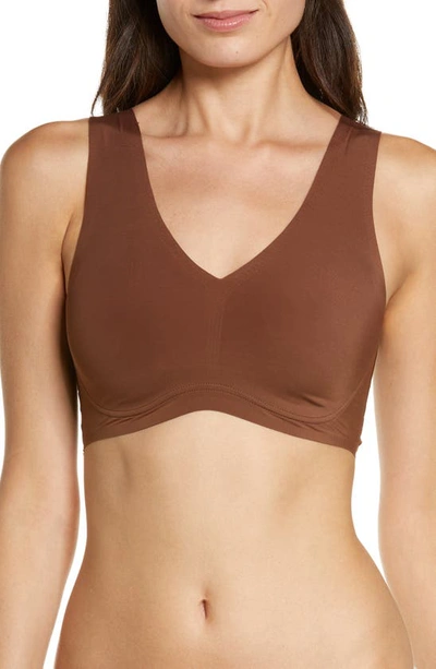 True & Co. True Body Lift V-neck Bralette In Chestnut