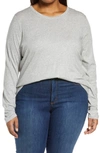 Vince Essential Long Sleeve Pima Cotton Top In H Grey