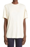 Moncler Tonal Logo Sleeve Pocket Cotton T-shirt In Light Beige