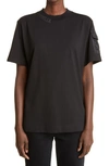 Moncler Tonal Logo Sleeve Pocket Cotton T-shirt In Black