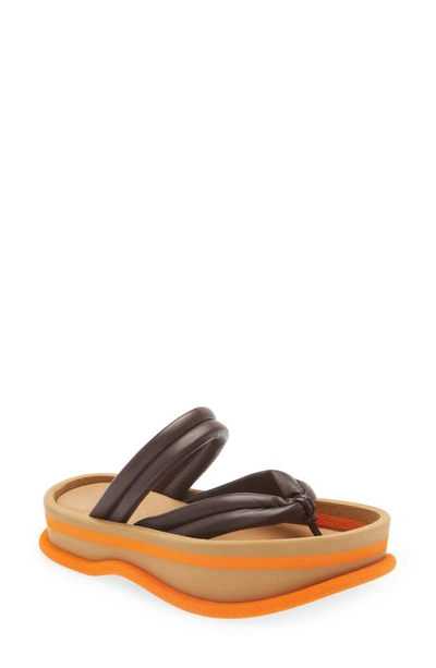 Dries Van Noten Brown Leather Flat Sandals In Grape
