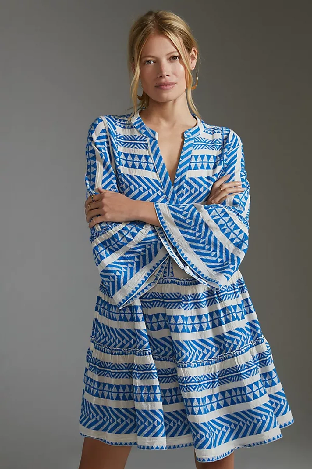 Devotion Twins Embroidered Ella Tunic Dress In Blue | ModeSens