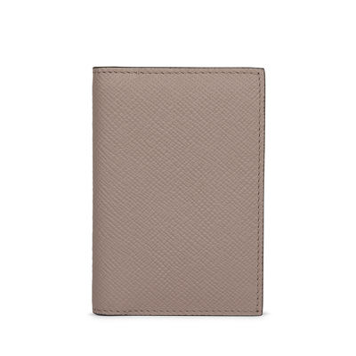 Smythson 6 Card Slot Folded Card Holder In Panama In Taupe