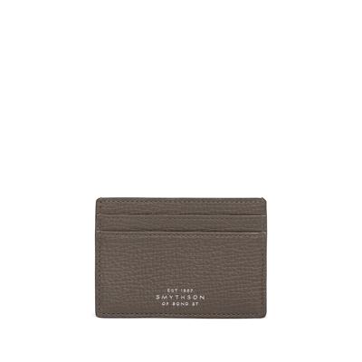 Smythson Leather Ludlow Card Holder In Dark Taupe