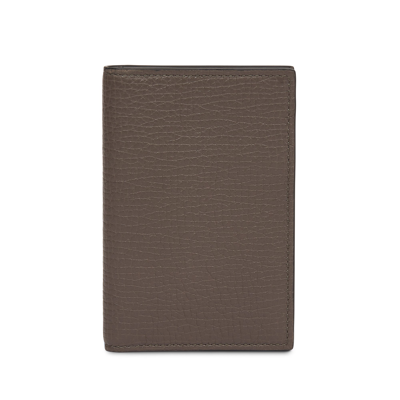 Smythson 6 Card Slot Folded Card Holder In Ludlow In Dark Taupe
