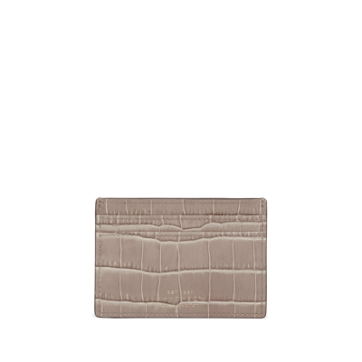 Smythson Mara Croc-embossed Leather Card Holder In Taupe