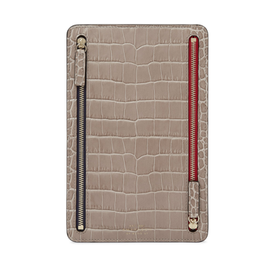 Smythson Multi-zip Case In Mara In Taupe