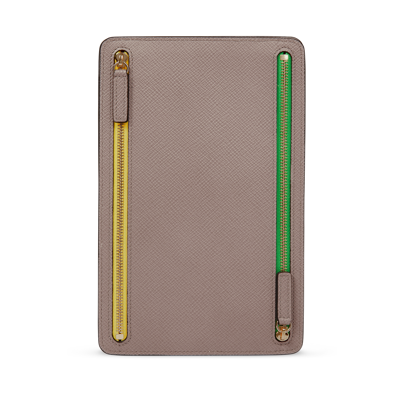 Smythson Multi-zip Case In Panama In Taupe