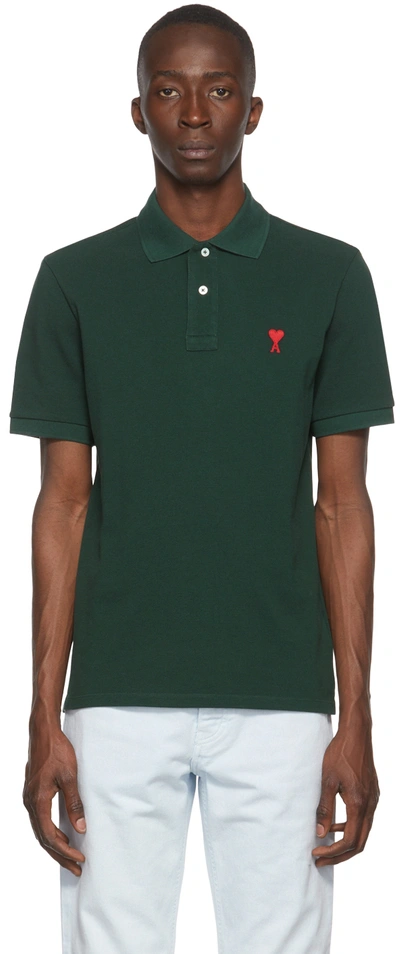 【送料&関税込】Ami Alexandre Mattiussi Green Polo With All- Ami Alexandre Mattiussi Ami Paris Green Polo With All-over
