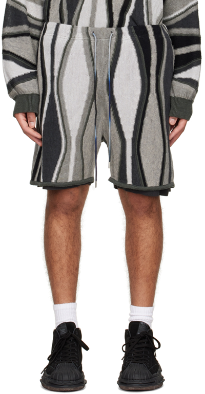 Children Of The Discordance Striped Drawstring Shorts In Gray