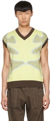 Lukhanyo Mdingi Yellow Cotton Vest In Ylw/brwn/bl