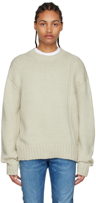 Frame Panelled Cotton Sweater In Beige