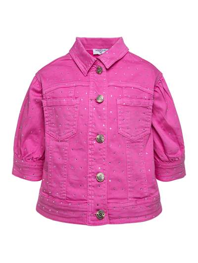 Monnalisa Stretch Jacket With Rhinestones In Sachet Pink
