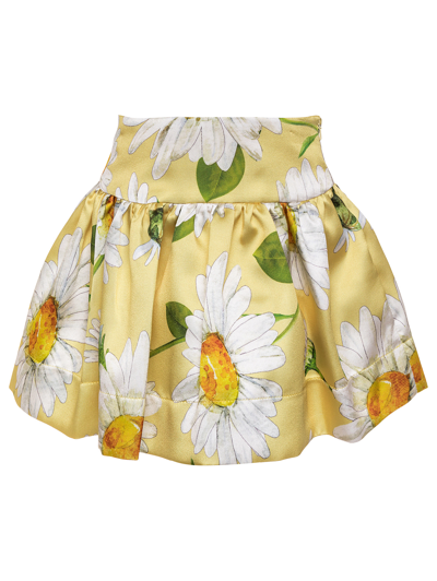 Monnalisa Babies'   Mikado Skirt With Daisies In Light Yellow