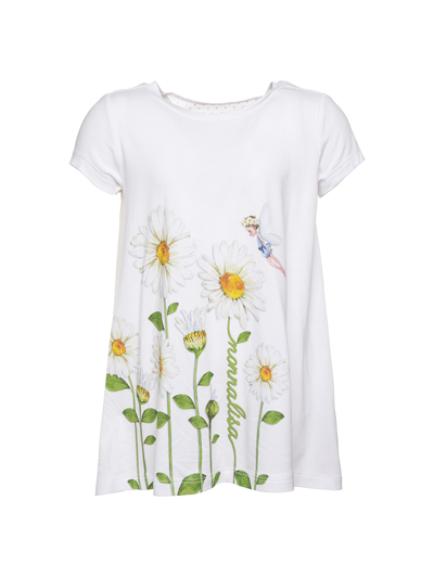 Monnalisa Tulle And Daisies T-shirt In White