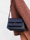 Marni Trunk Medium Leather Shoulder Bag In Blue