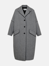 Mm6 Maison Margiela Oversized Button-front Seamed Wool Coat In Grey