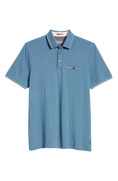 Ted Baker Tortila Slim Fit Tipped Pocket Polo In Light Blue