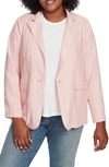 Court & Rowe Pinstripe One-button Blazer In Cheeky Peach