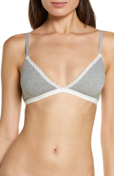 Skarlett Blue Adorned Cotton Blend Bralette In Heather Grey