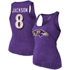 MAJESTIC MAJESTIC THREADS HEATHERED PURPLE BALTIMORE RAVENS NAME & NUMBER TRI-BLEND TANK TOP