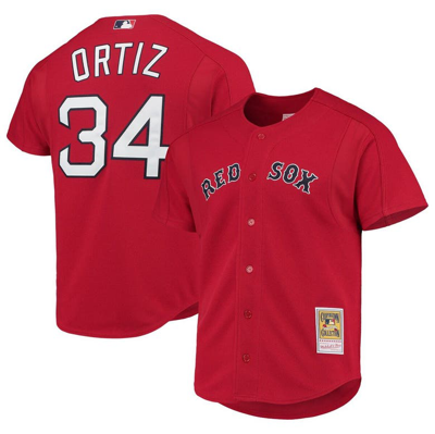 Mitchell & Ness David Ortiz Red Boston Red Sox Cooperstown Collection Mesh Batting Practice Button-u