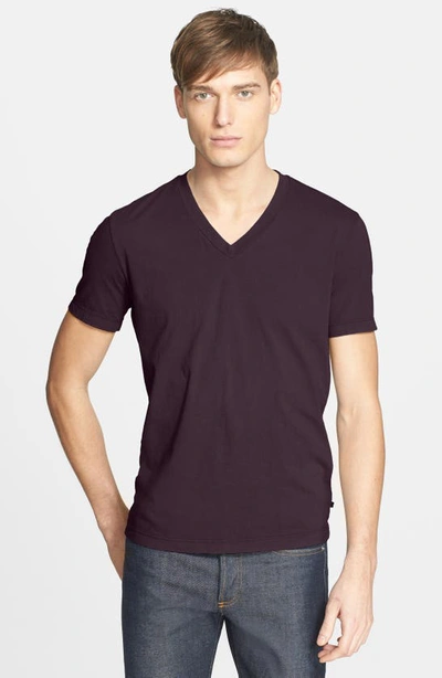 James Perse Short Sleeve V-neck T-shirt In Fig
