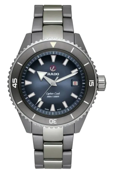 Rado Men's Swiss Automatic Captain Cook Diver Silver Ceramic Bracelet Watch 43mm In No Color