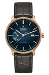 Rado Men's Coupole Classic Automatic Brown Leather Strap Watch 41mm In Blue/black