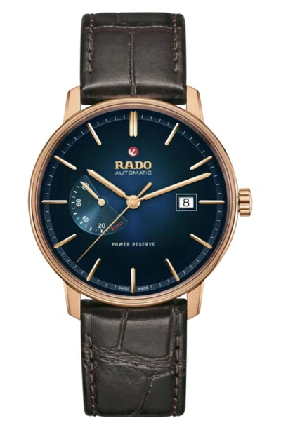 Rado Men's Coupole Classic Automatic Brown Leather Strap Watch 41mm In Blue/black