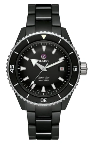 Rado Men's Swiss Automatic Captain Cook Diver Black Ceramic Bracelet Watch 43mm In No Color