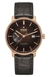 Rado Men's Swiss Automatic Coupole Classic Brown Leather Strap Watch 41mm In Black