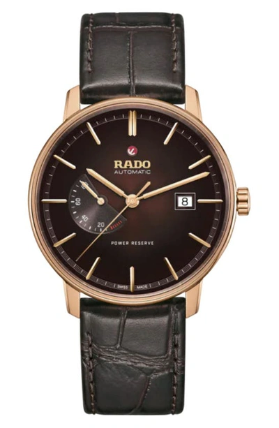 Rado Men's Swiss Automatic Coupole Classic Brown Leather Strap Watch 41mm In Black